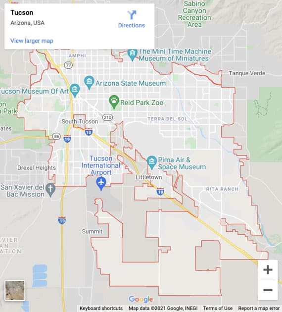 map of Tucson