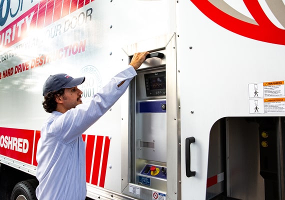 Drop off shredding service with truck.