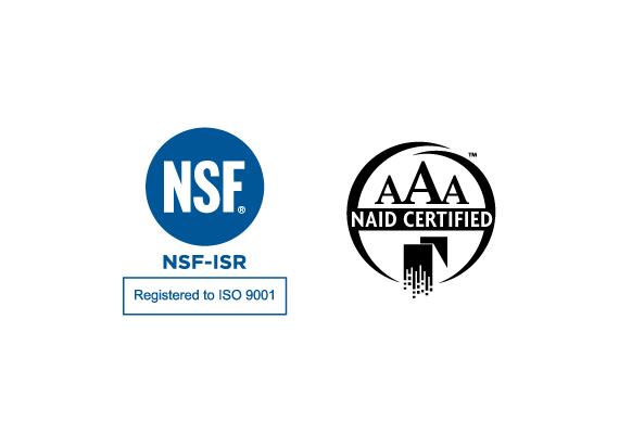 National Association for Information Destruction and PROSHRED Security ISO 9001 Certified seals.