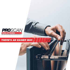 PROSCAN Solutions logo and filing cabinet.