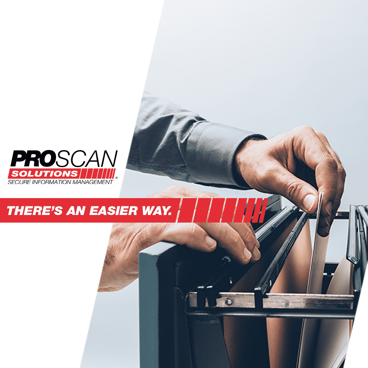 PROSCAN Solutions logo and filing cabinet.
