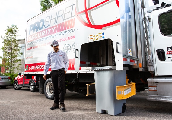 Proshred employee providing a Drop-off Shredding Services