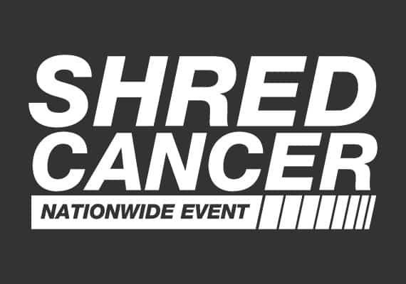 Shred Cancer Logo in black and white letters