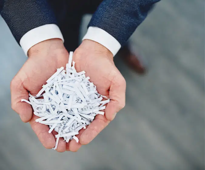 Paper bits after PROSHRED® shredding services