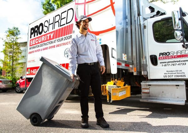 Proshred employee shredding material