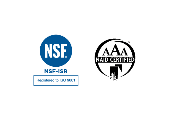 ISO 9001 Certified by NSF-ISR and NAID AAA Certifications logo