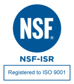 ISO 9001 certified by NSF-ISR logo in blue